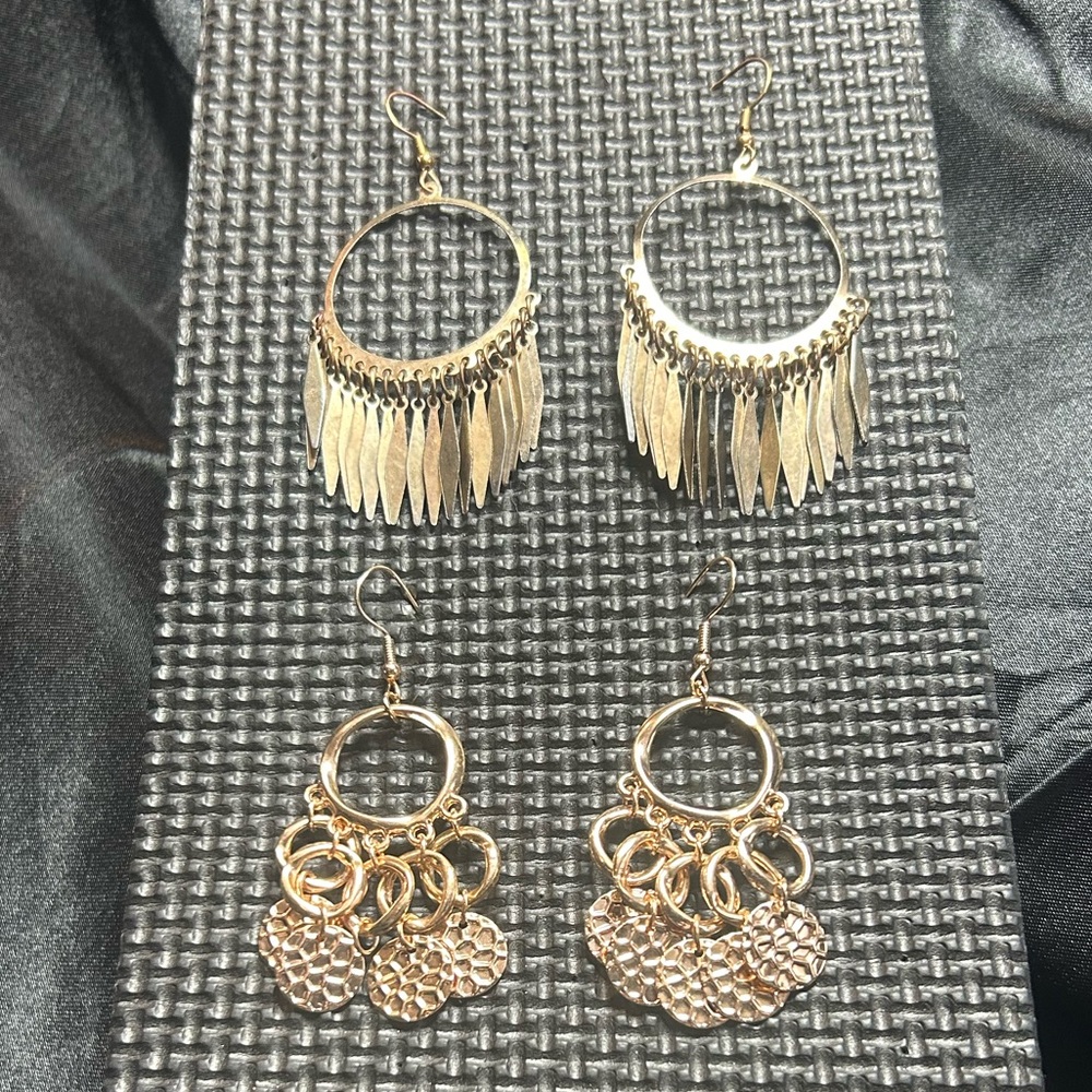 Paparazzi earring set of two, gold tone partners in chime and radiant chimes